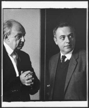 Doppelportrait Andrej Wladimirowitsch Kosyrjow, ehemaliger russischer Außenminister, und sein Berater