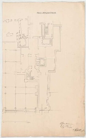 Thiersch, Friedrich von; München; Palais Bernheimer - Grundriss Keller