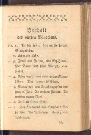 Innhalt des vierten Bändchens