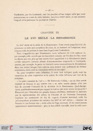 Chapitre III: Le XVIe siècle: la Renaissance