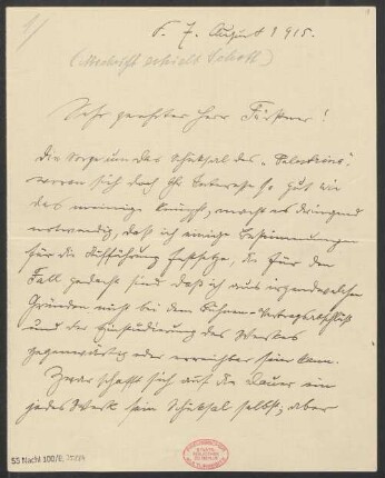 Brief an Otto Fürstner an Adolph Fürstner <Berlin> : 07.08.1915
