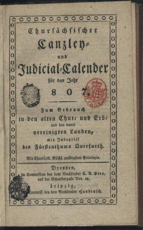 1807: Chursächsischer Canzley- und Judicial-Calender