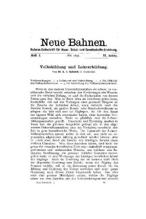 Volksbildung und Lehrerbildung