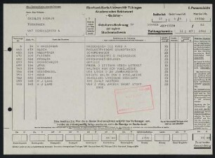 Gebühren-Rechnung und zugleich Studiennachweis. 11.7.1962