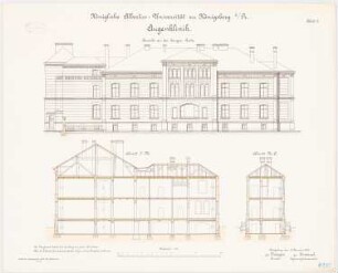 Augenklinik der Albertus-Universität Königsberg: Querschnitte, O-Ansicht 1:100