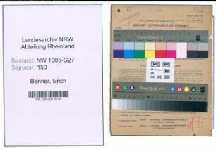Entnazifizierung Erich Benner , geb. 02.09.1903 (Vers.Vertreter)