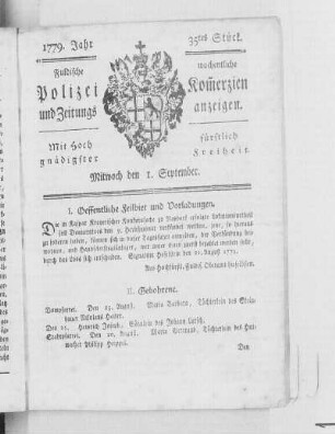 35tes Stück., Ausgabe vom 1. September 1779