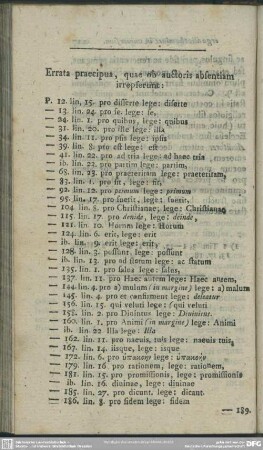 Errata praecipua, quae ob auctoris absentiam irrepserunt