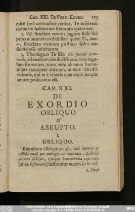 Cap. XXI. De Exordio Obliquo & Abrupto.