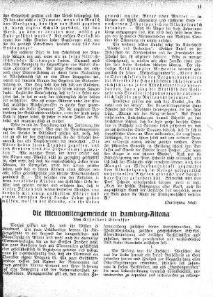Die Mennonitengemeinde in Hamburg-Altona