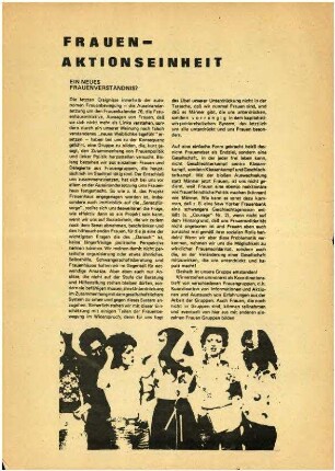 Flugschrift: Frauen-Aktionseinheit. Ein neues Frauenverständnis? 1977