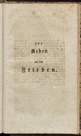 Zwo Reden auf den Frieden.