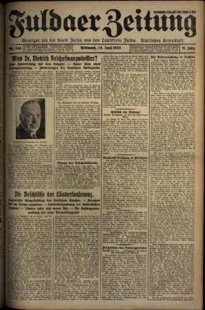 Ausgabe vom Mittwoch, den 25. Juni 1930.