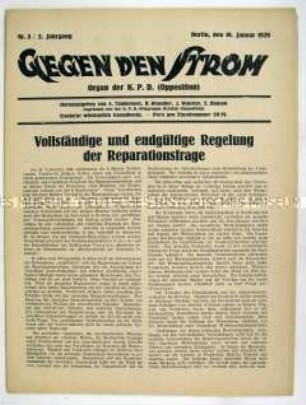 Wochenzeitung der KPD (Opposition) u.a. zur Reparationsfrage (Young-Plan)