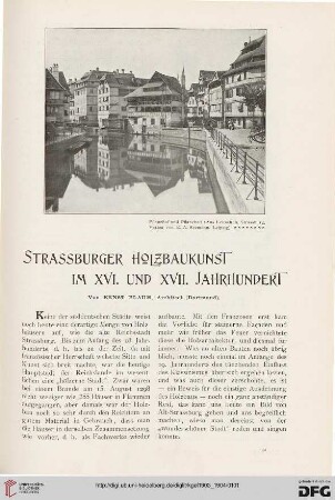 Strassburger Holzbaukunst im XVI. und XVII. Jahrhundert