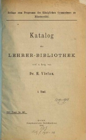 Programm : mit welchem zu der ... stattfindenden öffentlichen Prüfung und Schlussfeier ergebenst einladet. 1889/90