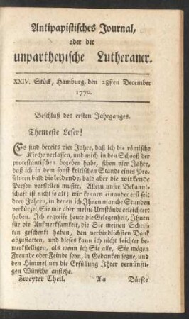 XXIV. Stück, Hamburg, den 28sten December 1770