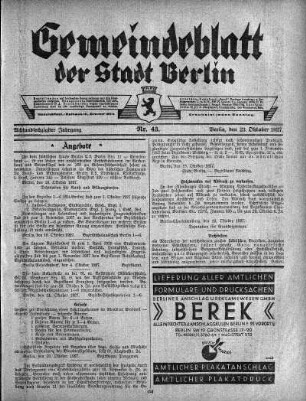 1927,43: Nr. 43, 23. Oktober 1927