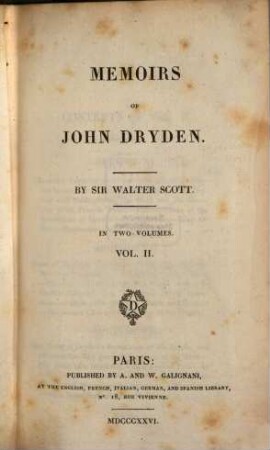 Memoirs of John Dryden : in two volumes, 2