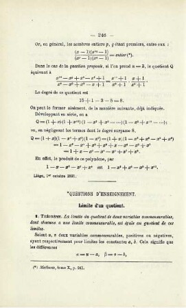 QUESTIONS D´ENSEIGNEMENT.