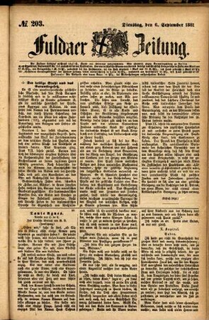 Ausgabe vom Dienstag, den 06. September 1881.