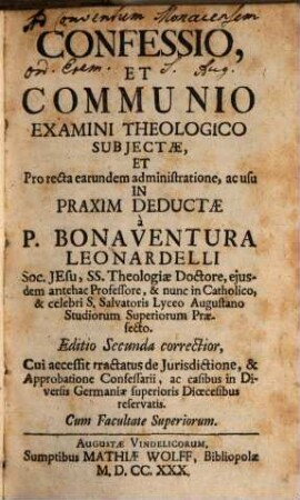 Confessio et communio examini theologico subiectae ...