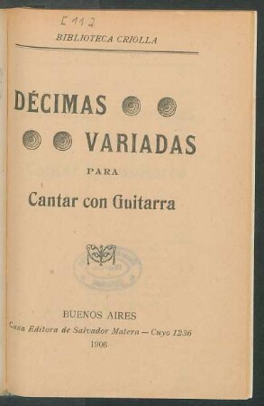 Décimas variadas para cantar con guitarra