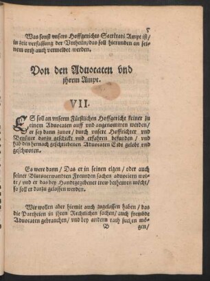 Von den Advocaten und ihrem Ampt. VII.