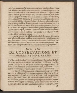 Cap. III. De Conservatione Et Gubernatione Rerum.