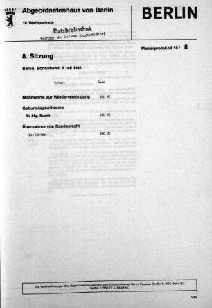 Nr. 8, 6. Juli 1985