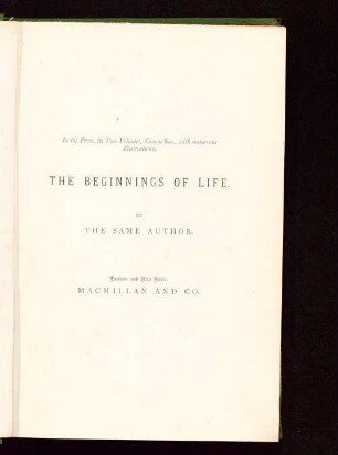 The modes of origin of lowest organisms : including a discussion of the experiments of M. Pasteur ... ; 1 Taf.