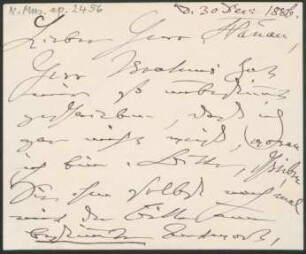 Brief an Herrn Hanau : 30.12.1886