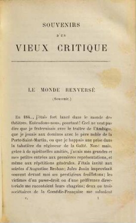 Souvenirs d'un vieux critique, 5