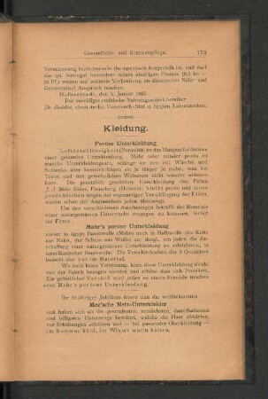 Mahr's poröse Unterkleidung.