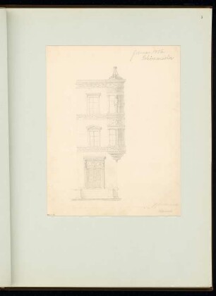 Eckerker für ein dreistöckiges Wohnhaus Monatskonkurrenz Februar 1856: Aufriss; Maßstabsleiste