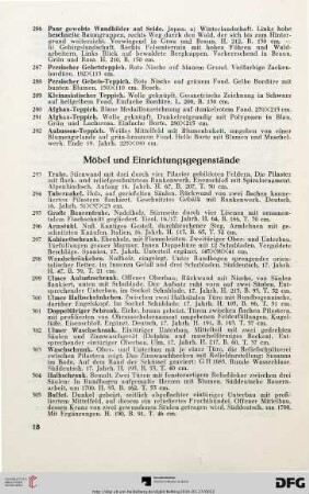 Möbel und Einrichtungsgegenstände (Nr. 293-371)