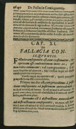 Cap. XI. De Fallacia Consequentis.