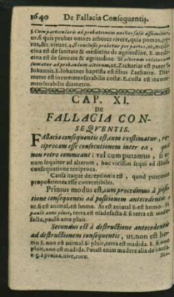 Cap. XI. De Fallacia Consequentis.