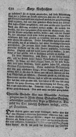Chymische Versuche über das Meyerische Acidum pingue.
