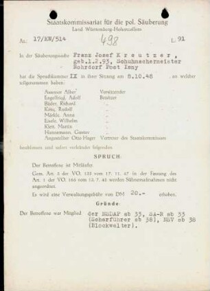 Kreutzer, Franz Josef
