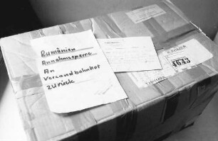 Freiburg: Postpaket nach Rumänien; Annahme verweigert, zurück an Abgangsbahnhof