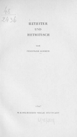 Hethiter und hethitisch