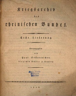 Kriegsarchiv des rheinischen Bundes, 1