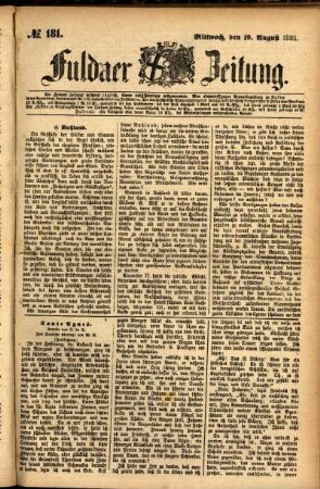 Ausgabe vom Mittwoch, den 10. August 1881.