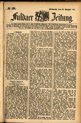 Ausgabe vom Mittwoch, den 10. August 1881.