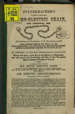 Pulvermacher's patent portable hydro-electric Chain, for personal use : (Advertisement.) (ein andrer Dr.)