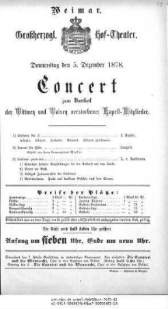Concert zum Vortheil der Wittwen und Waisen verstorbener Kapell-Mitglieder