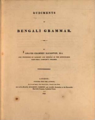 Rudiments of Bengali grammar