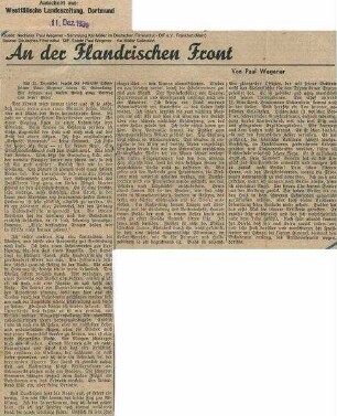Artikel "An der Flandrischen Front", Westfälische Landeszeitung.