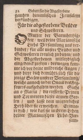 Für die abgestorbene Brüder und Schwesteren.